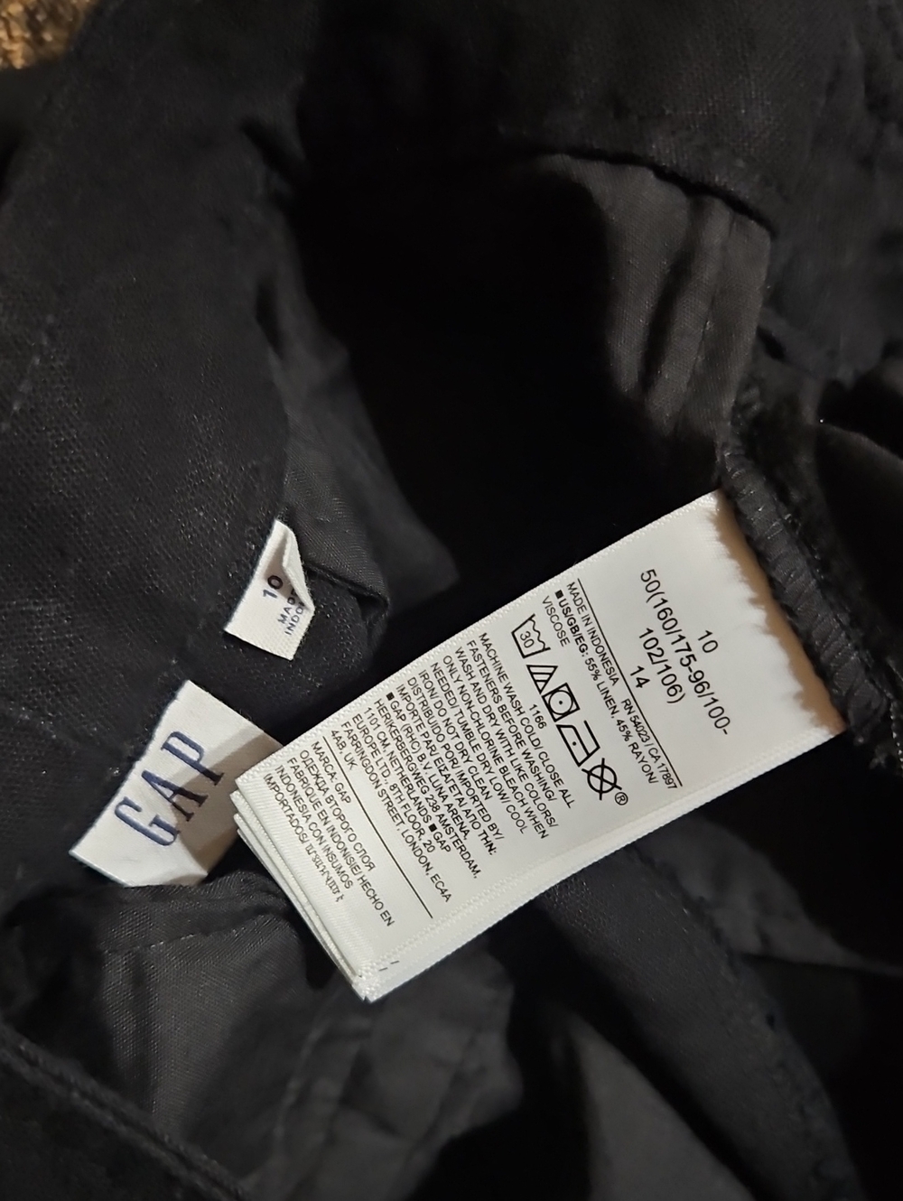 Gap 365 High Rise Linen Blend Trouser Pants Wide Leg Black Pleated NWT - Picture 3 of 5